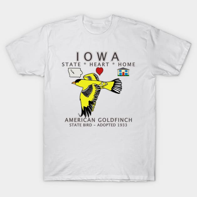 Iowa - American Goldfinch - State, Heart, Home - state symbols T-Shirt by cfmacomber